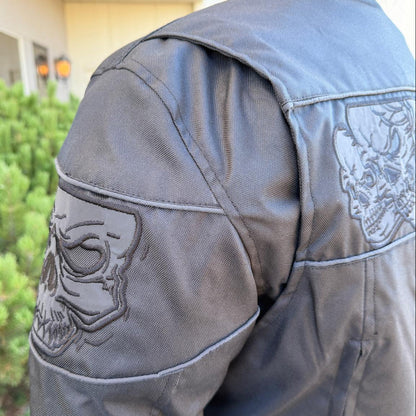 Open Road Men's Reflective Skull Cordura Motorcycle Jacket