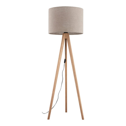 GRAND Pine & Linen Mid-Century Modern Floor Lamp for Living Room, Bedroom & Reading Nook