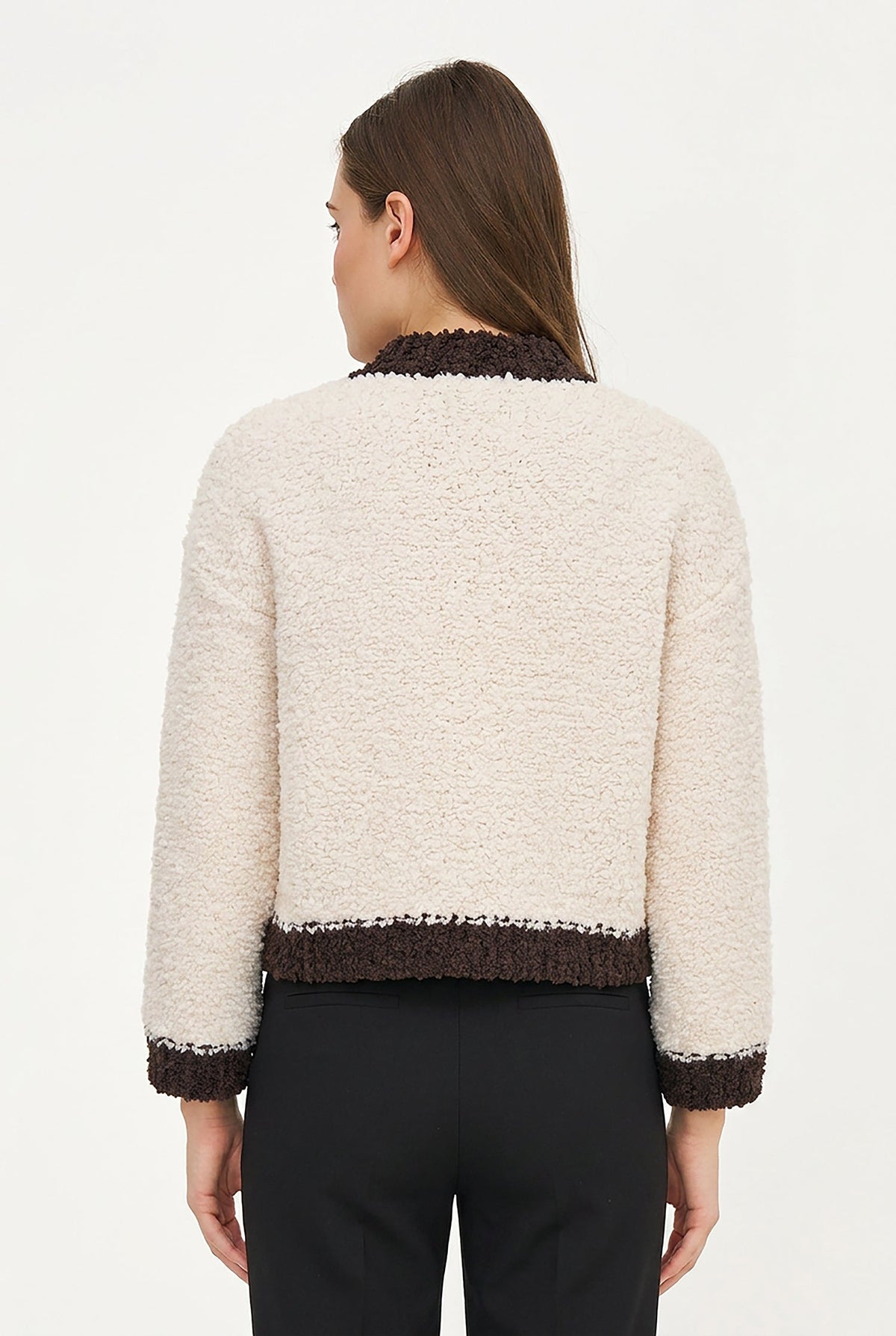 Women's Color-Block Button-Down Cardigan, Long Sleeves & Patch Pockets