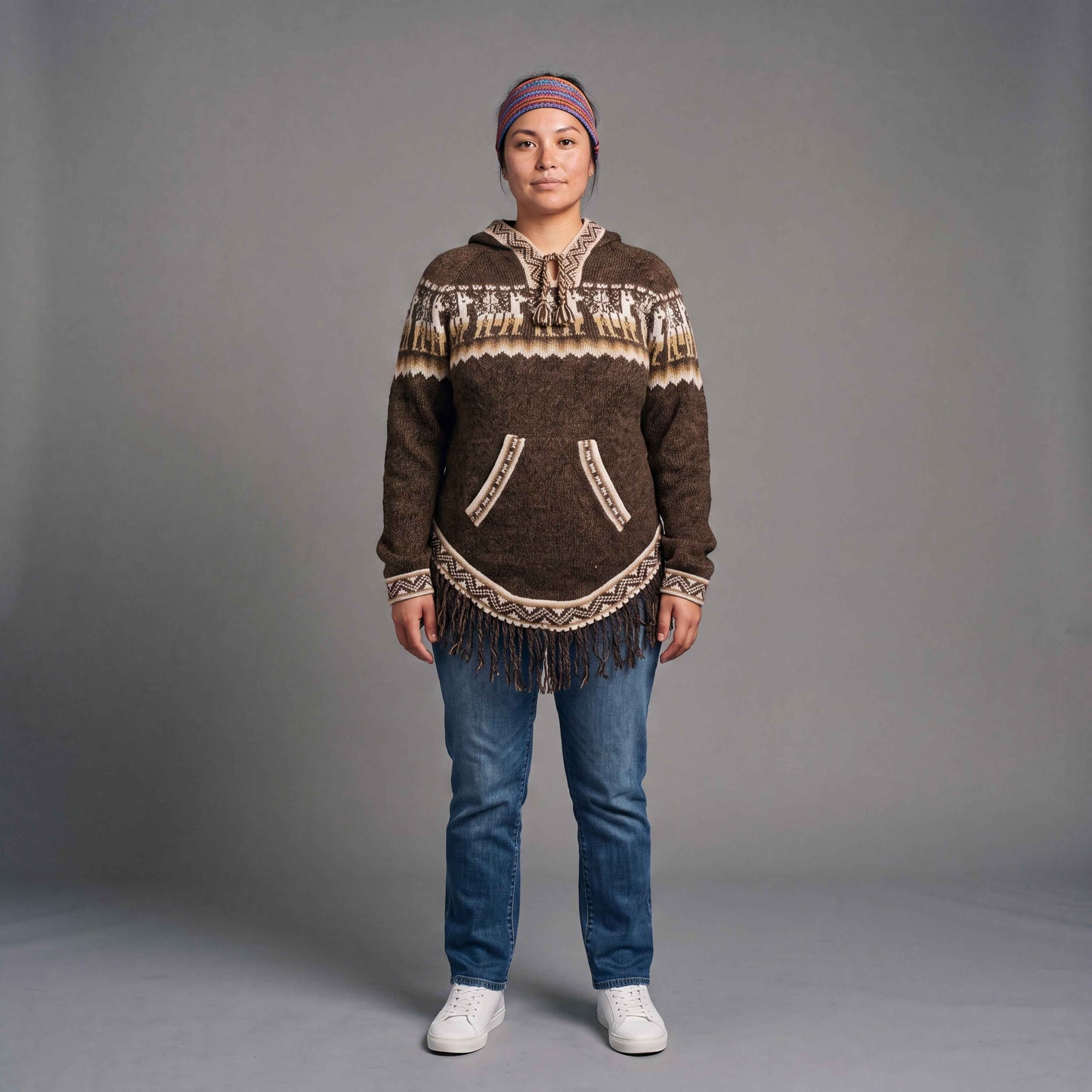 OLDTRIBES™ Women Cardigan Brown Alpaca Sweater