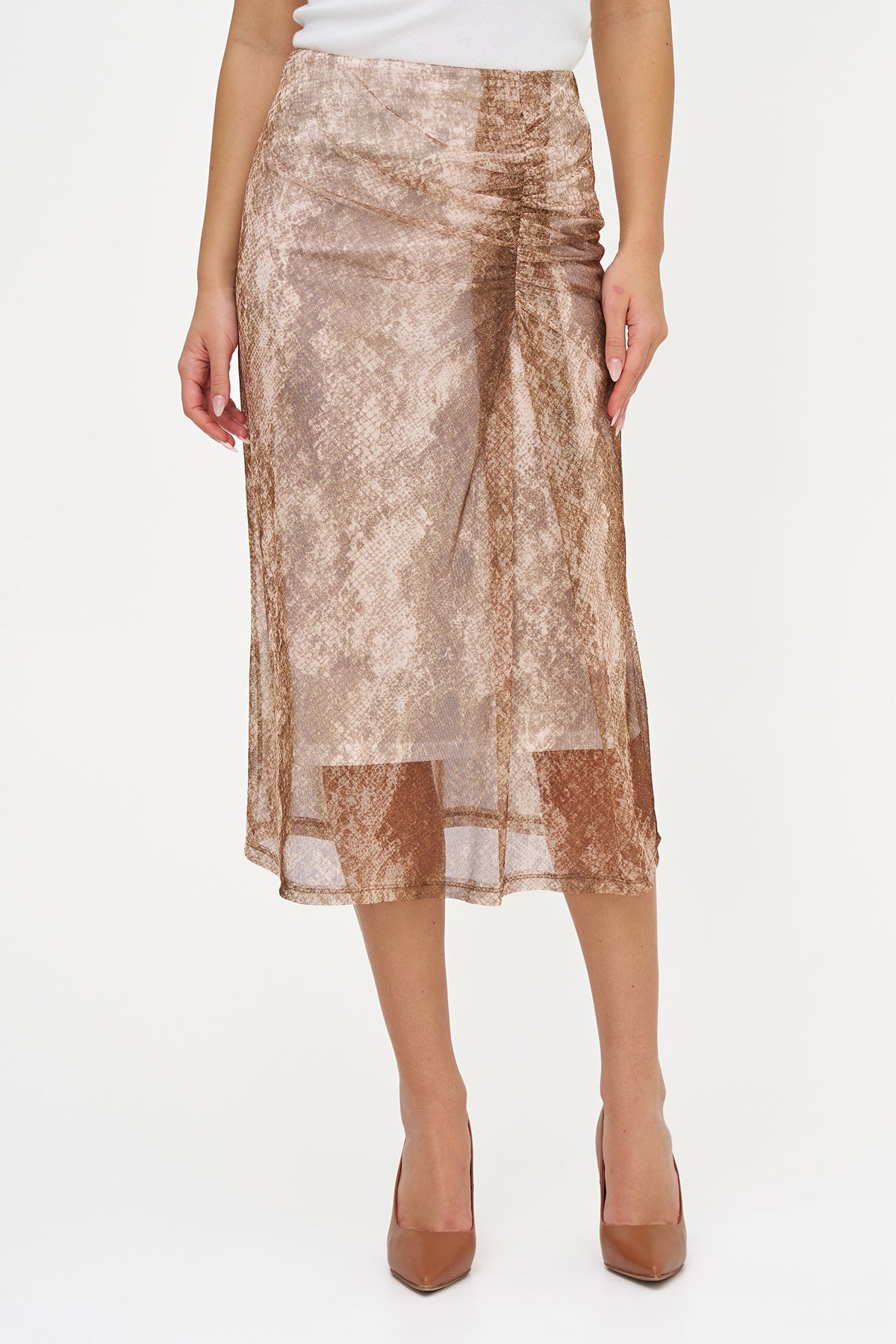 Women's Printed Mesh-Knit Pull-On Skirt