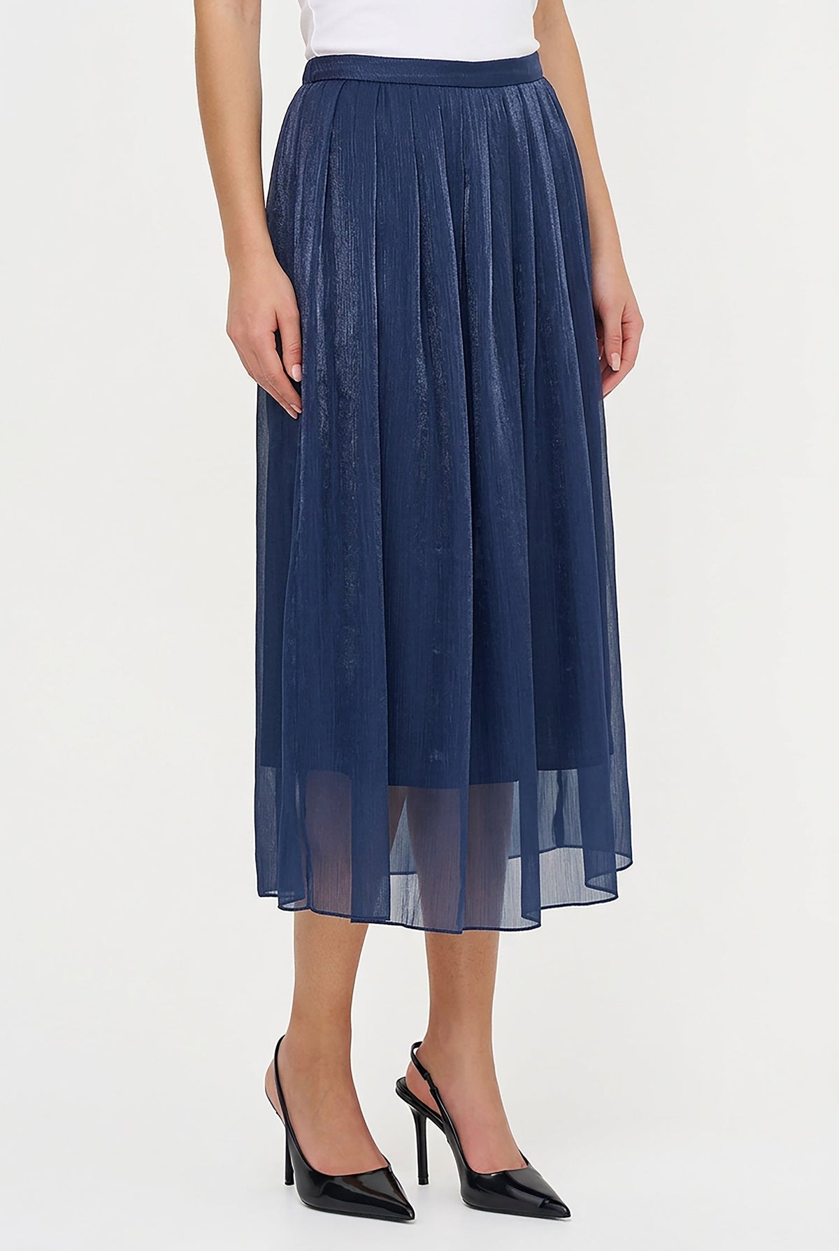 Women's Woven Pull-On A-Line Skirt with Front Pleat Details