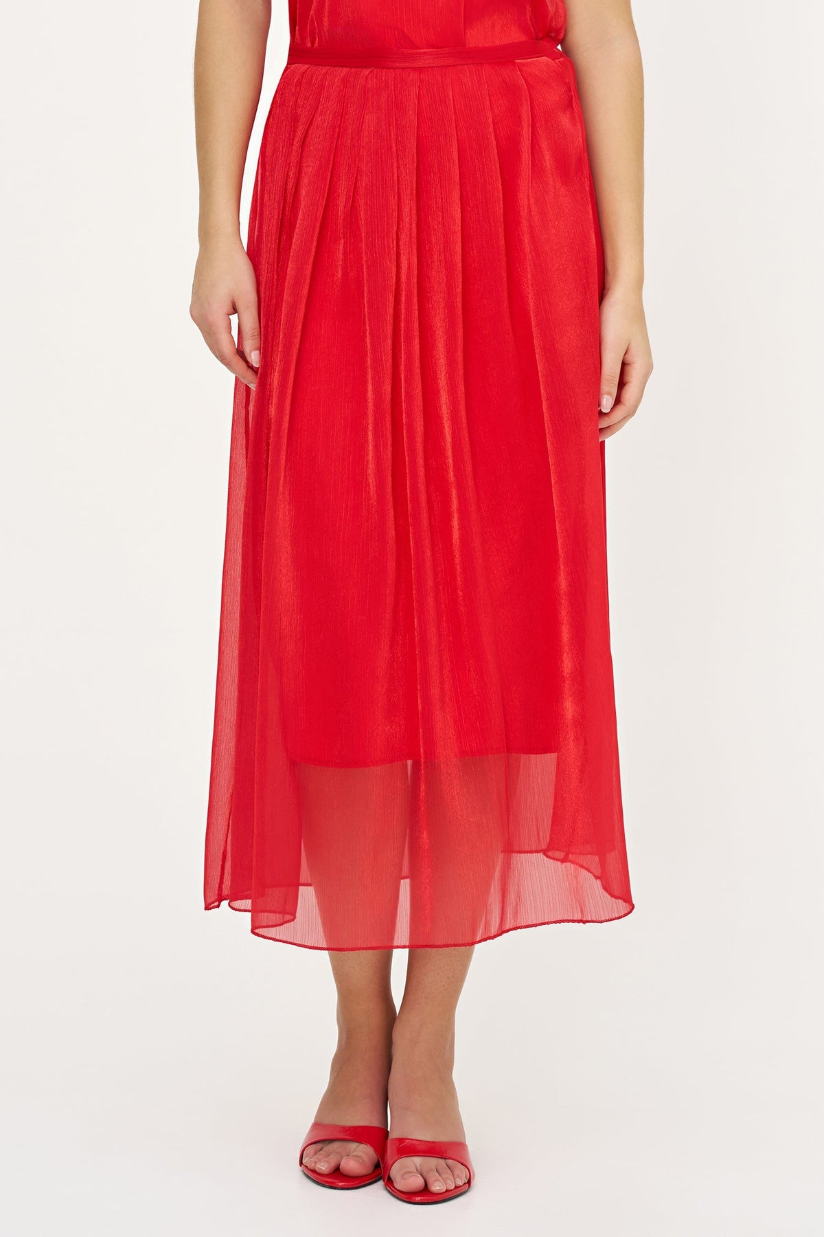 Women's Woven Pull-On A-Line Skirt with Front Pleat Details