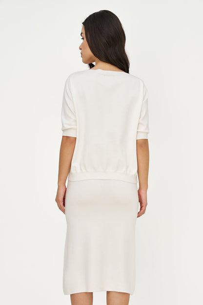 Women's Knit Pull-On Straight Skirt with Pearl Details