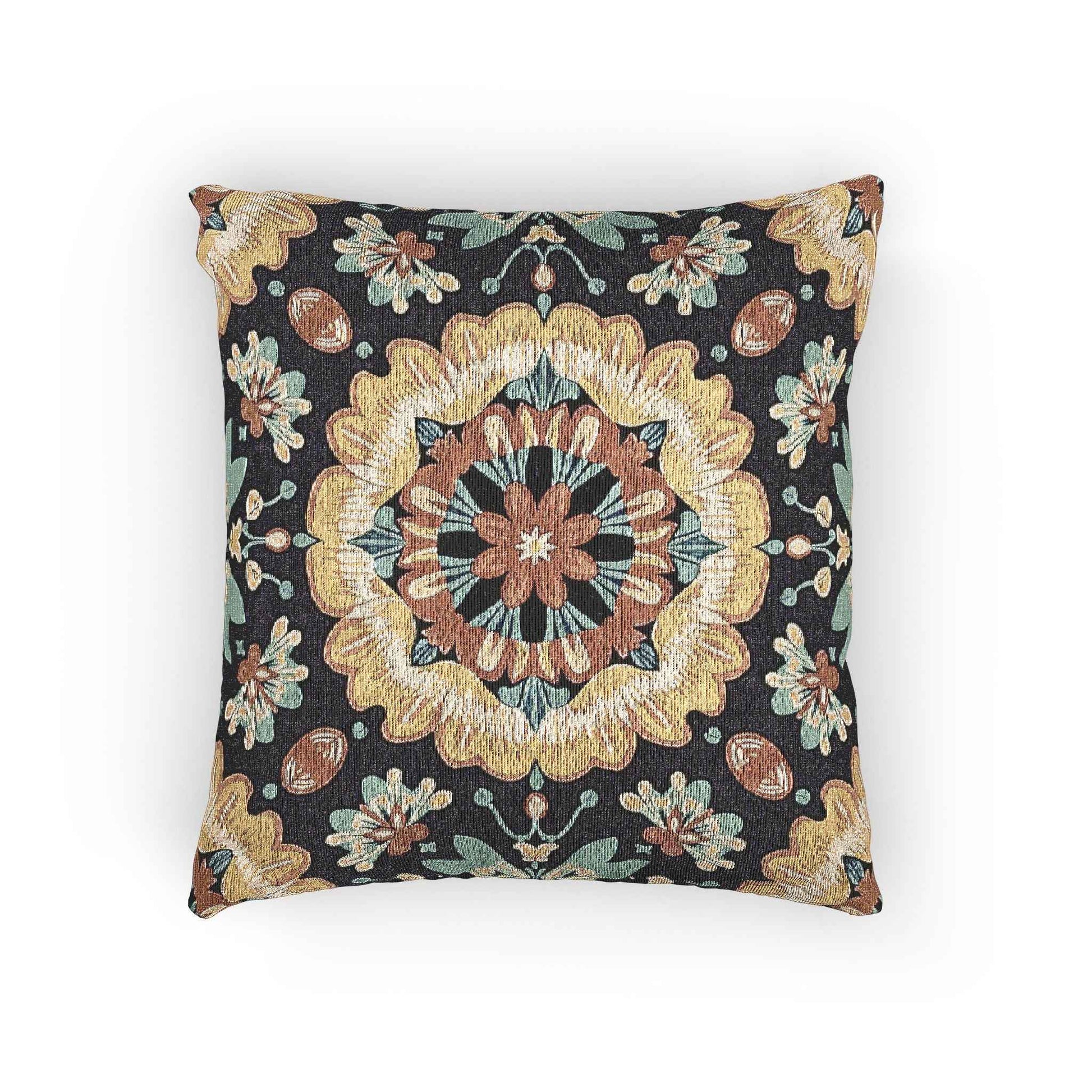 Boho Mandala Woven Pillow | Kilim Mosaic Cushion Cover