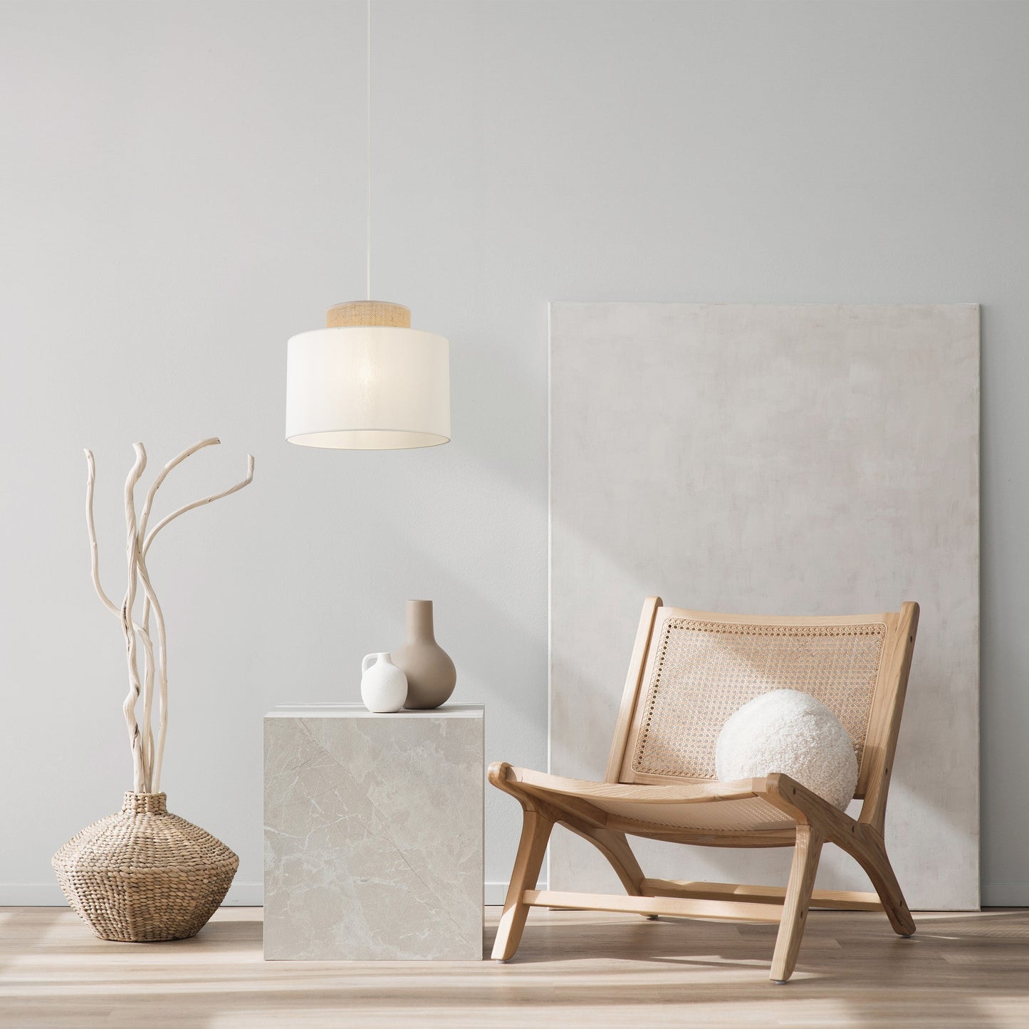 Duo White Jute Skandinavische Pendelleuchte für Kücheninsel, Esszimmer & Natürliche Innenräume