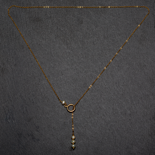 Triple Pearl Loop Necklace In Gold Plate