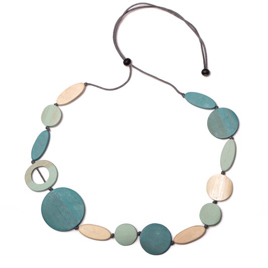 Long Mixed Shape Wooden Necklace