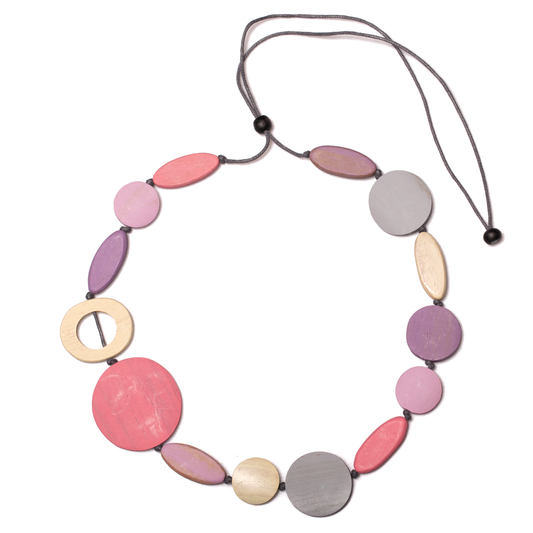 Long Mixed Shape Wooden Necklace