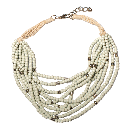 Chunky Multi Strand Wooden Bead Necklace