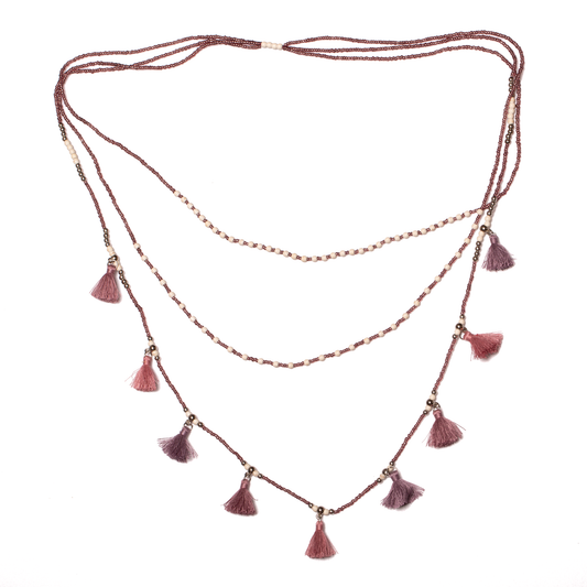Triple Strand Tassel Necklace