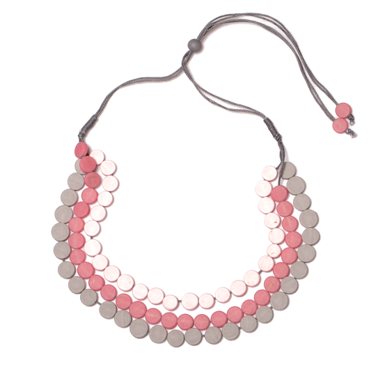Triple Strand Resin Disc Necklace