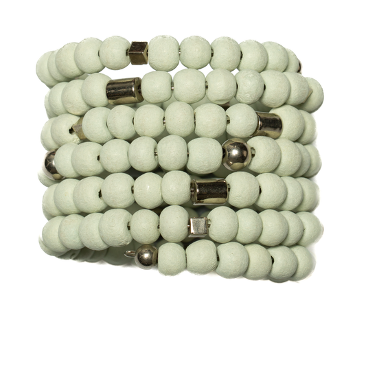 Chunky Wooden Bead Spiral Bracelet
