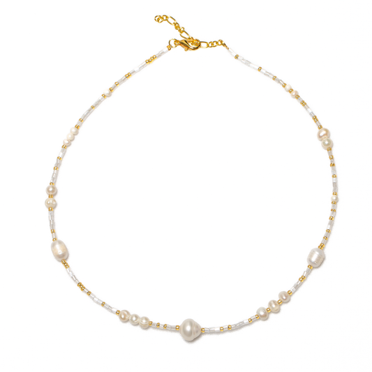 Large Pearl & Bead Short Necklace