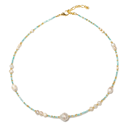 Large Pearl & Bead Short Necklace