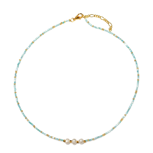 Triple Pearl & Bead Short Necklace