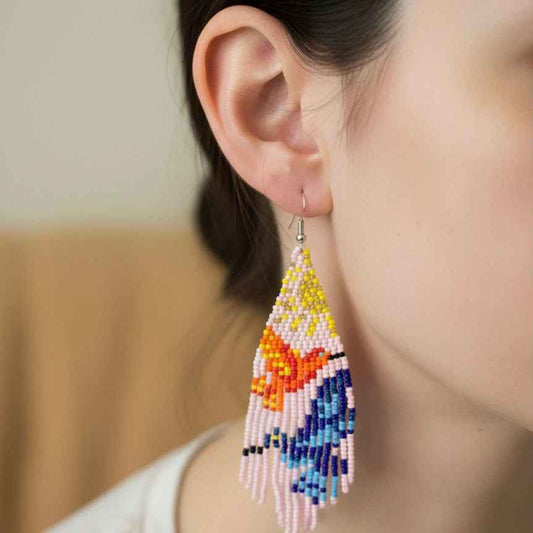 Pink Sky Dancer Beaded Earrings