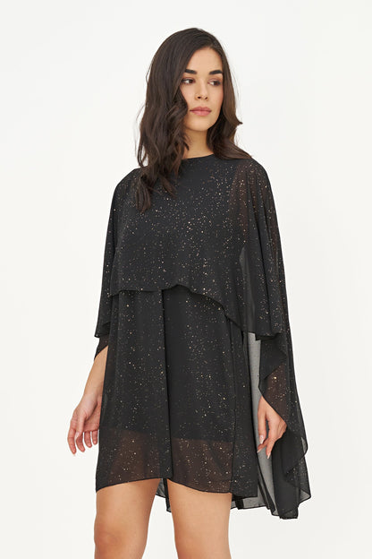 Women's Foil-Printed Woven Cape Dress