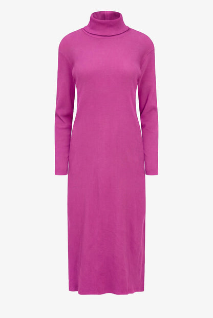 Women's Rib-Knit Turtleneck Dress, Long Sleeves & Back Slit