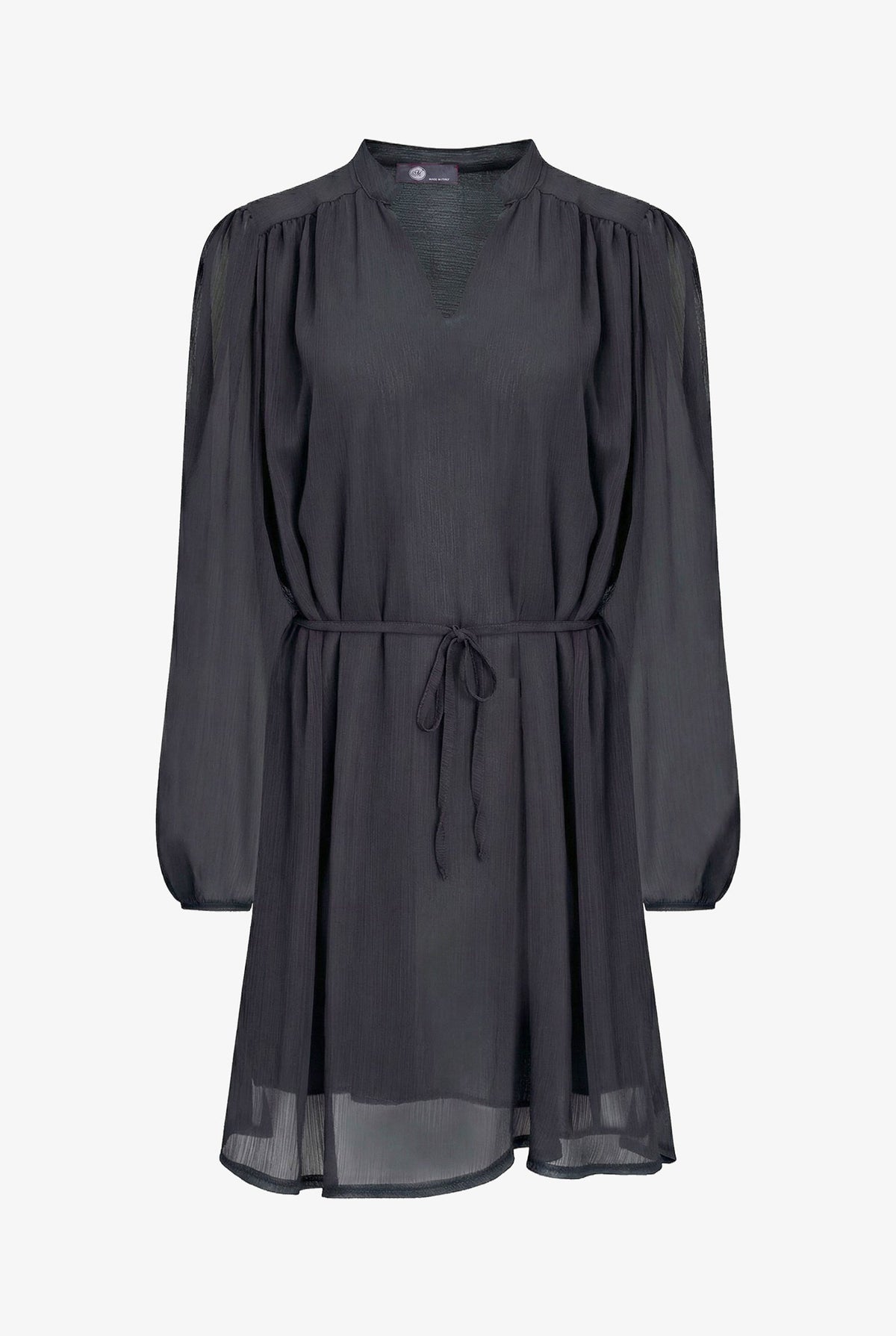 Women's Woven V-Neck Dress, Long Sleeves & Removable String Belt