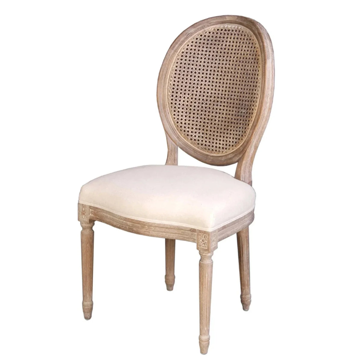 Napoleon Dining Chair w/ Cane Back- Antique Linen