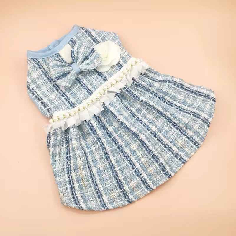 Priscilla Dog Dress & Bow Set – Elegant Outfit for Dogs