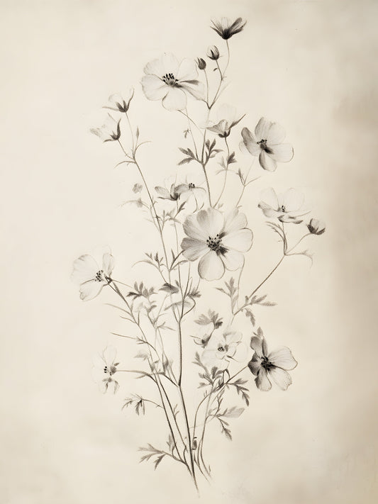 Esquisse Florale 1, CADRE VINTAGE