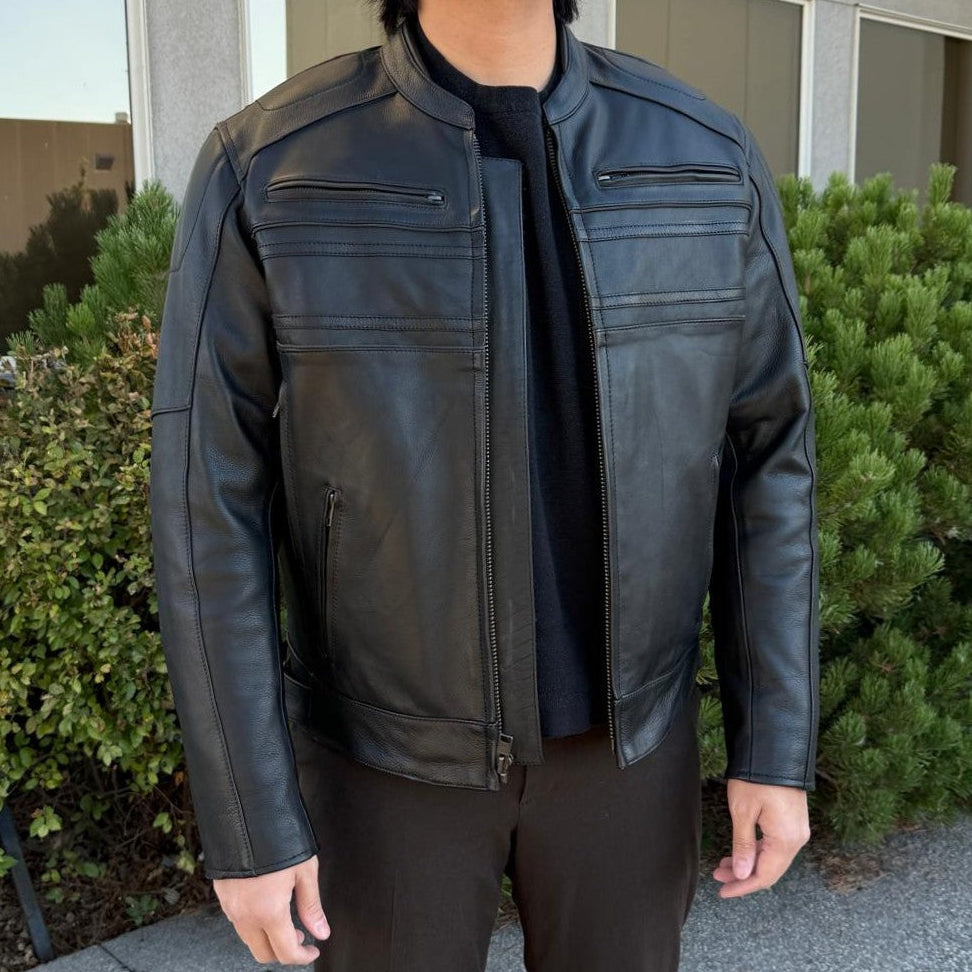 Open Road Men's Leather Armored Riding Jacket | Motorcycle Jacket