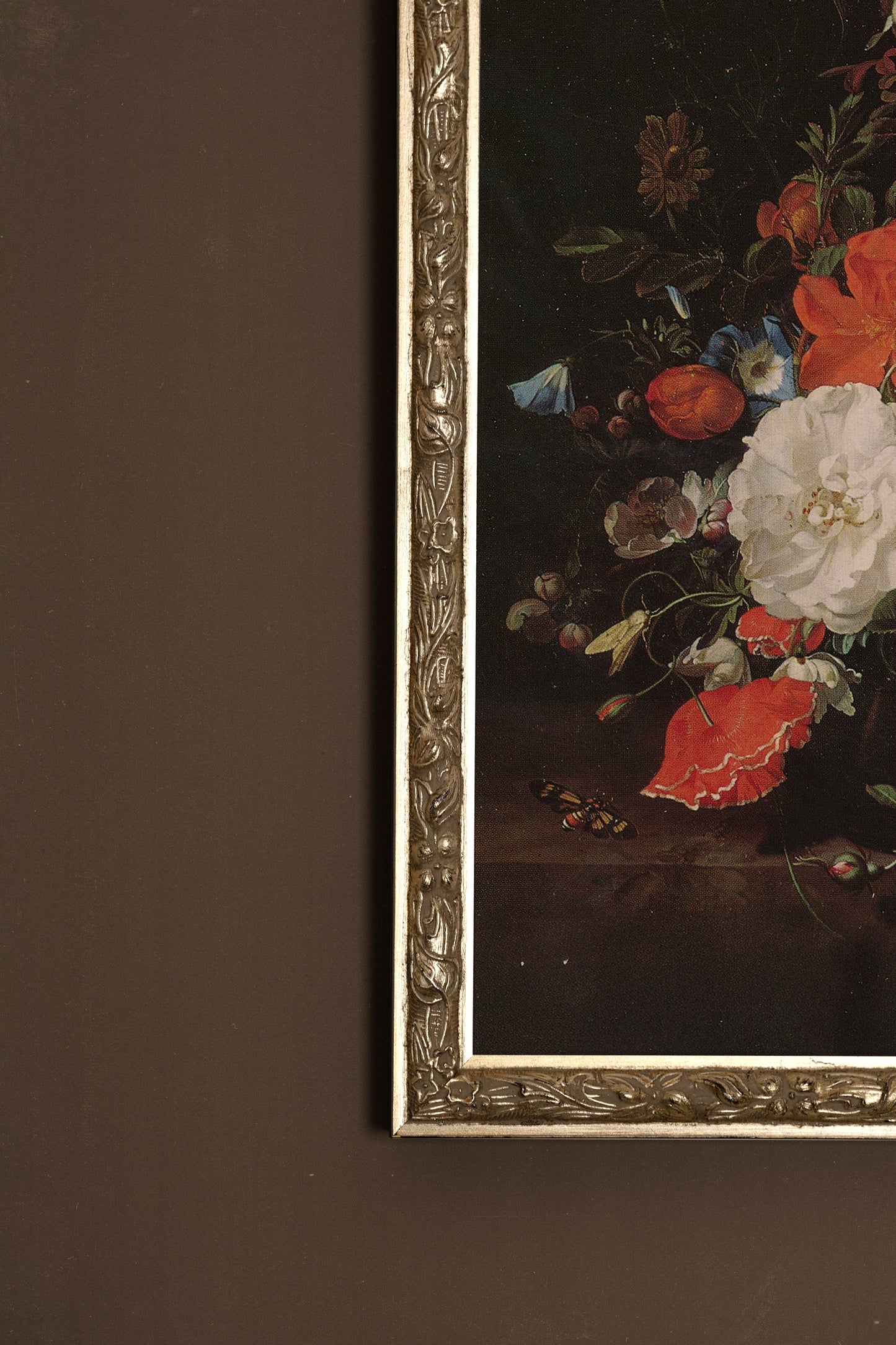Barockes BOUQUET, VINTAGE-RAHMEN SILBER
