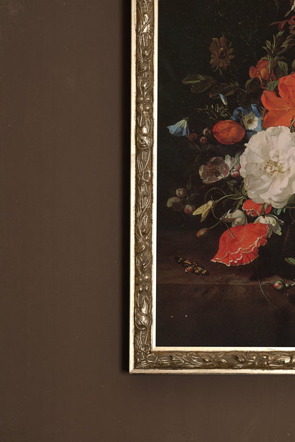 Barockes BOUQUET, VINTAGE-RAHMEN SILBER