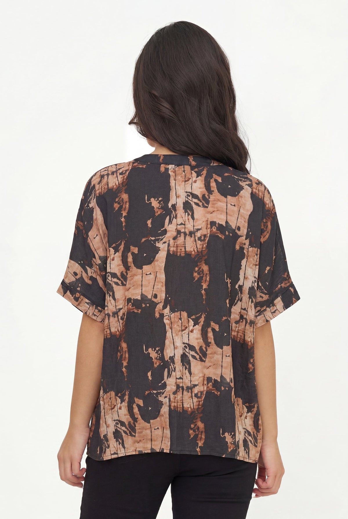 Women's Printed Oversized V-Neck Tunic