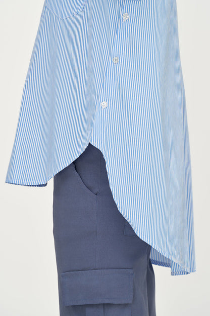 Women's Striped Tunic, Long Sleeves, High-Low Hem & Side Buttons