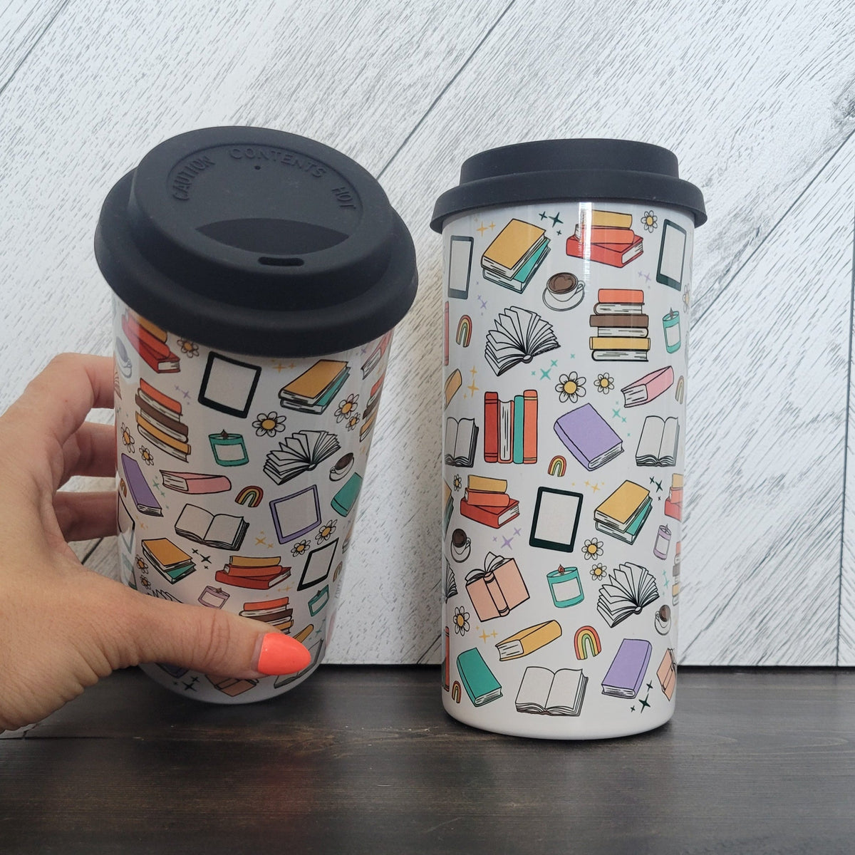 Bookish Pattern 16oz Stainless Steel Drink Cup