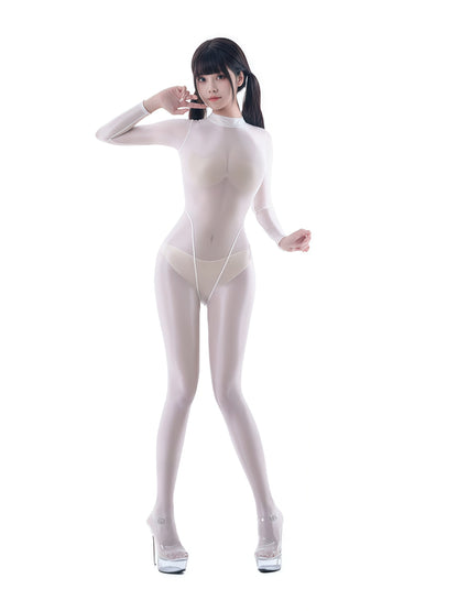 Spandex Nylon See Through Sheer Full Bodysuit Zentai Shinny Cosplay Suit