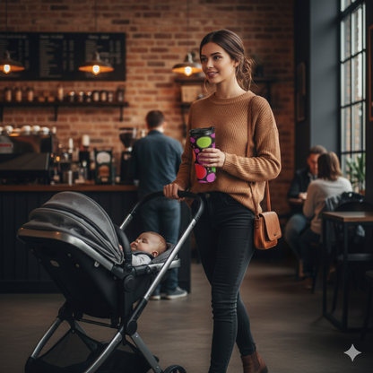 Retro Colorful Bubbles Stainless Steel Travel Mug | Neon Polka Dot Tumbler - AURABAGS SHOP