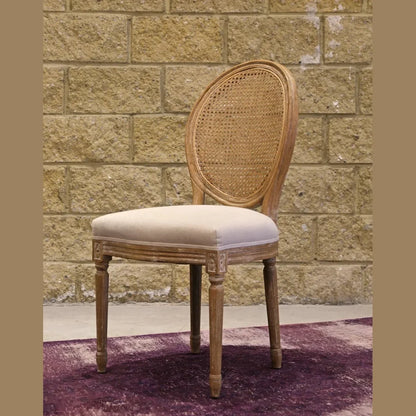 Napoleon Dining Chair w/ Cane Back- Antique Linen