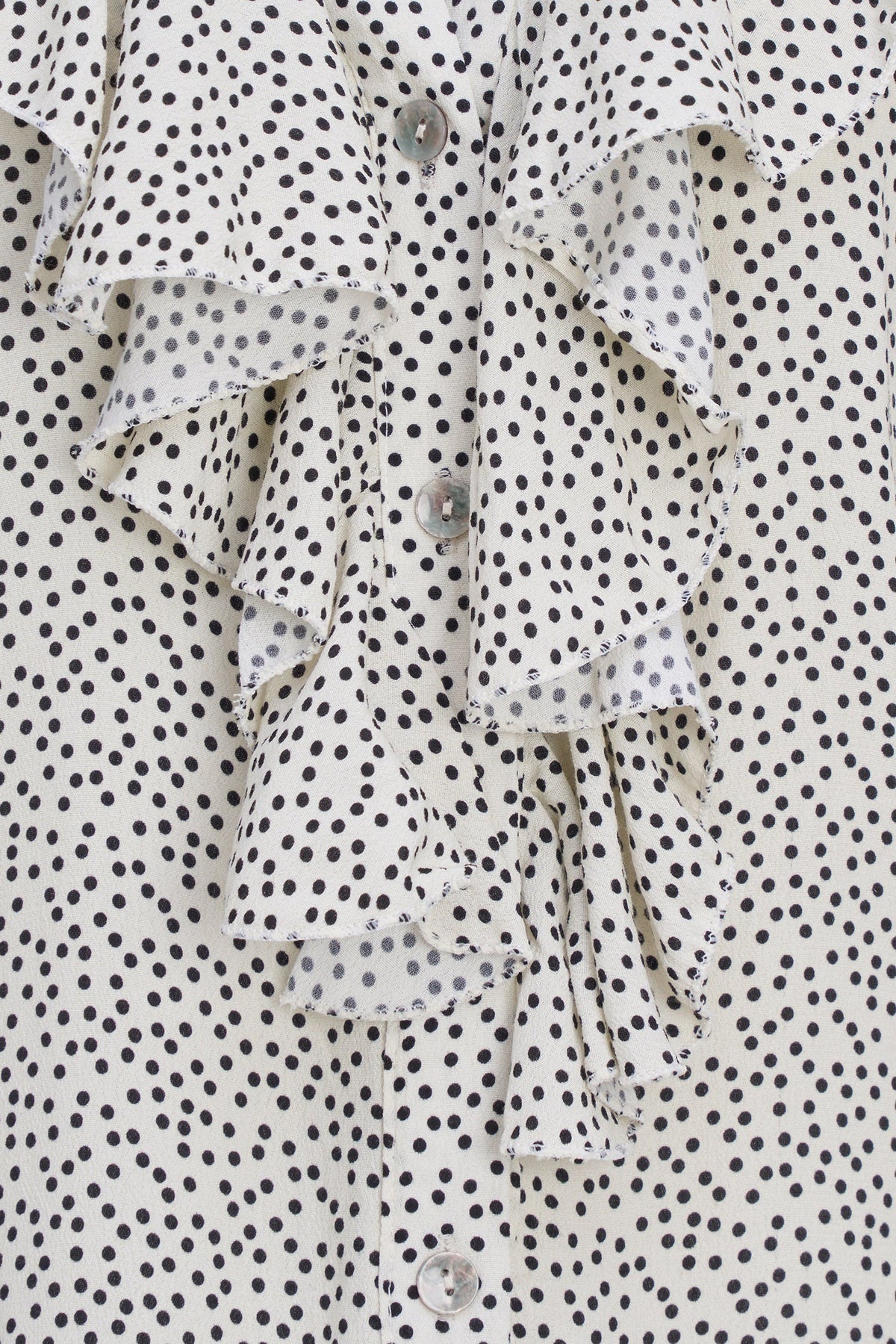 Women's Printed Button-Down Shirt with Ruffled Front, Collar & Cuffs