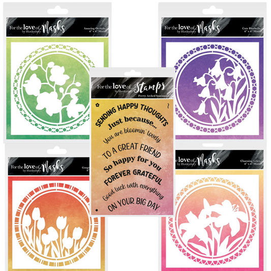 Silhouette Flower Masks and Sentiment Stamp Set