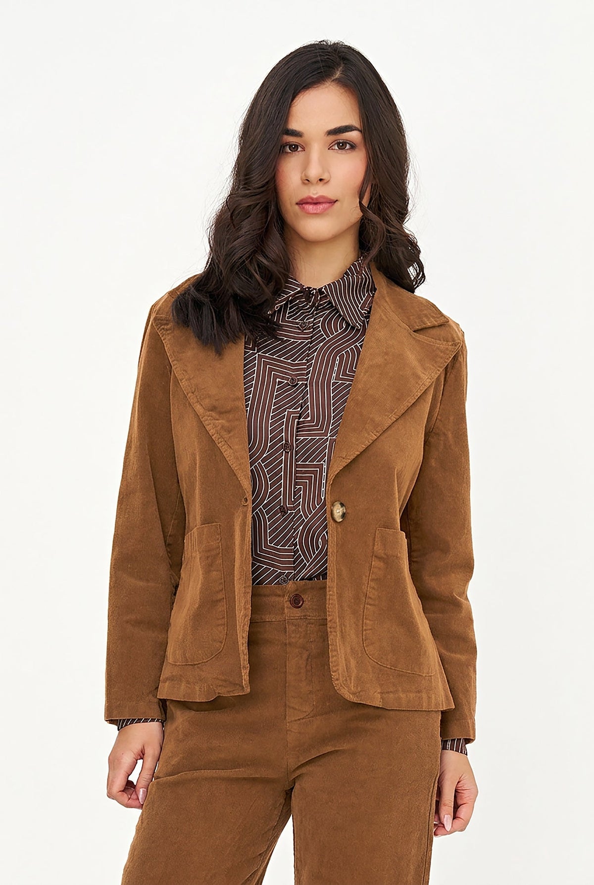 Women's Corduroy Blazer, Long Sleeves, Patch Pockets & Elbow Patches