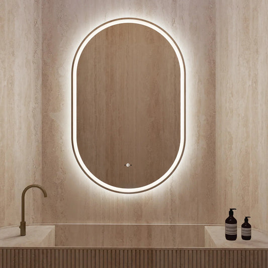 24"x36" / 26"x40" Frameless Capsule LED Bathroom Mirror, Anti-Fog, CRI 90+