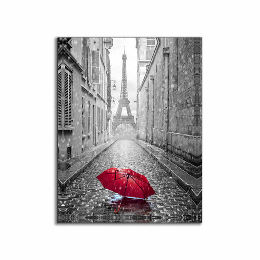 Leinwandbild-Roter Regenschirm Eiffelturm-Gedrucktes Kunstwerk