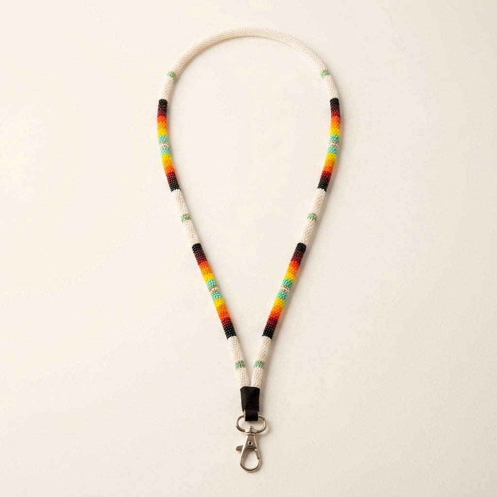 Round Beaded Lanyard(White)