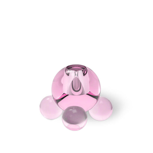 Kerzenhalter Kugel - Pinker Kristallglas-Sockel