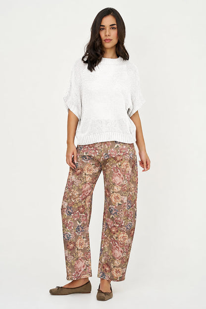 Women's Knit Boat-Neck Sweater with Short Sleeves