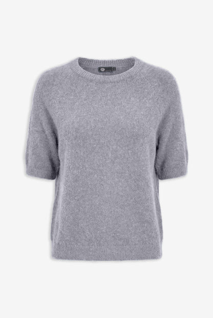 Women's Soft Brushed-Knit Crew-Neck Sweater with Elbow-Length Sleeves