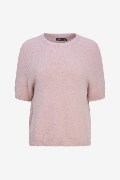 Women's Soft Brushed-Knit Crew-Neck Sweater with Elbow-Length Sleeves