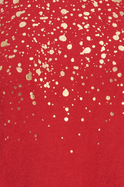 Women's Foil Polka-Dot Wide Crew-Neck Sweater, Elbow-Length Sleeves