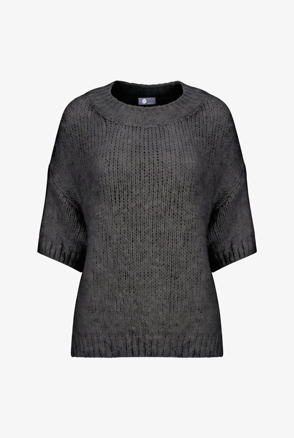 Women's Knit Crew-Neck Sweater with Elbow-Length Sleeves