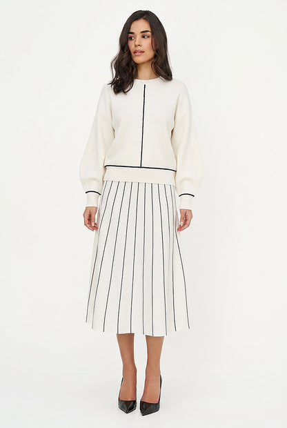 Women's Color-Block Crew-Neck Sweater, Long Sleeves & Piping