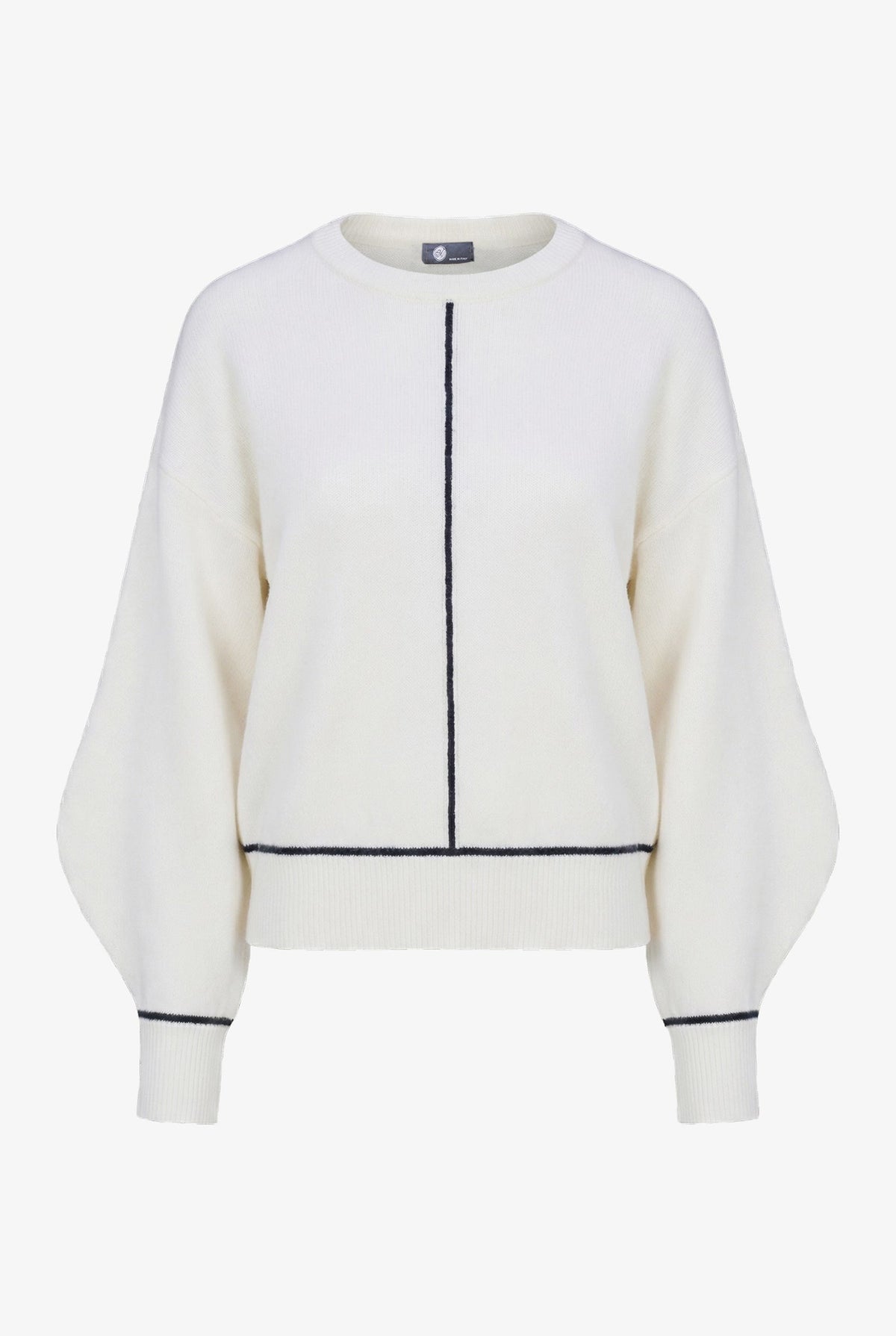 Women's Color-Block Crew-Neck Sweater, Long Sleeves & Piping